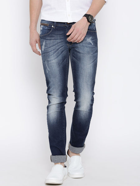 NUMERO UNO NAVY WASHED MORICE SLIM FIT JEANS