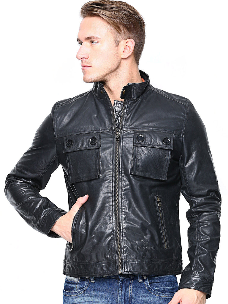 MEN BLACK LEATHER JACKET