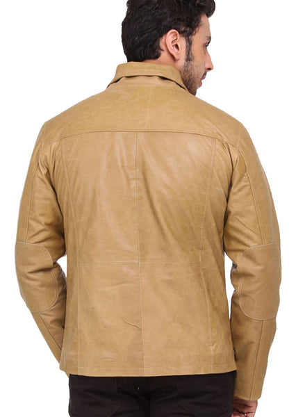 SOLID CAMEL LEATHER JACKET