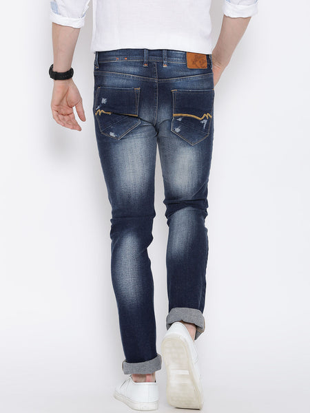 NUMERO UNO NAVY WASHED MORICE SLIM FIT JEANS