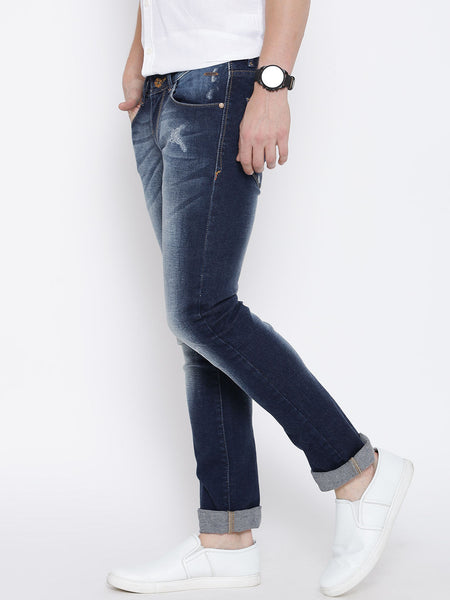 NUMERO UNO NAVY WASHED MORICE SLIM FIT JEANS