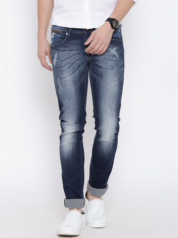 NUMERO UNO NAVY WASHED MORICE SLIM FIT JEANS