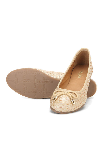BEIGE WEAVED BELLY SHOES pro