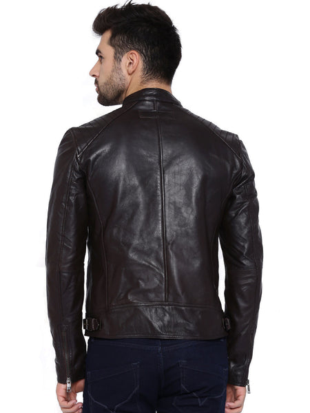 COFFEE BROWN DYED LEATHER JACKET