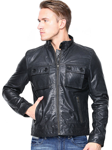 MEN BLACK LEATHER JACKET