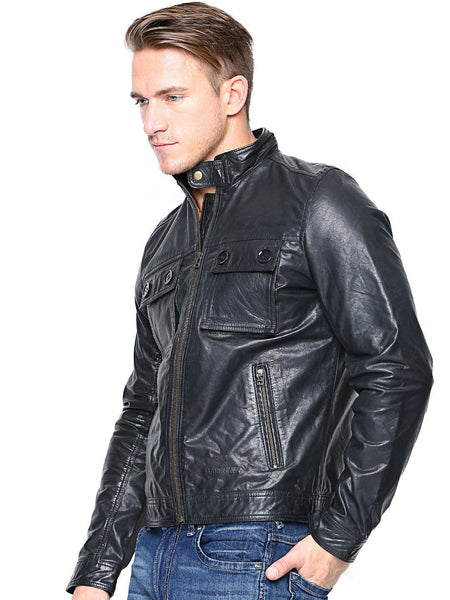 MEN BLACK LEATHER JACKET