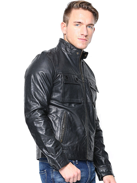 MEN BLACK LEATHER JACKET